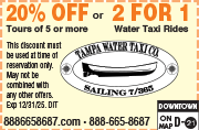 Special Coupon Offer for Tampa Water Taxi & Tours / 8886658687.com